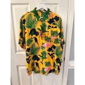 FOCO West Virginia University Yellow Bird Themed Button Down Shirt sz XL NWT